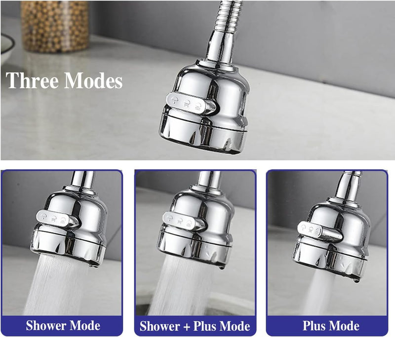 Pinkiou Faucet Sprayer Attachment, Kitchen Sink Faucet Aerator Sink Faucet Sprayer Attachment, 360° Rotatable Anti-Splash Tap Aerator Faucet Nozzle with 2 Modes Adjustment