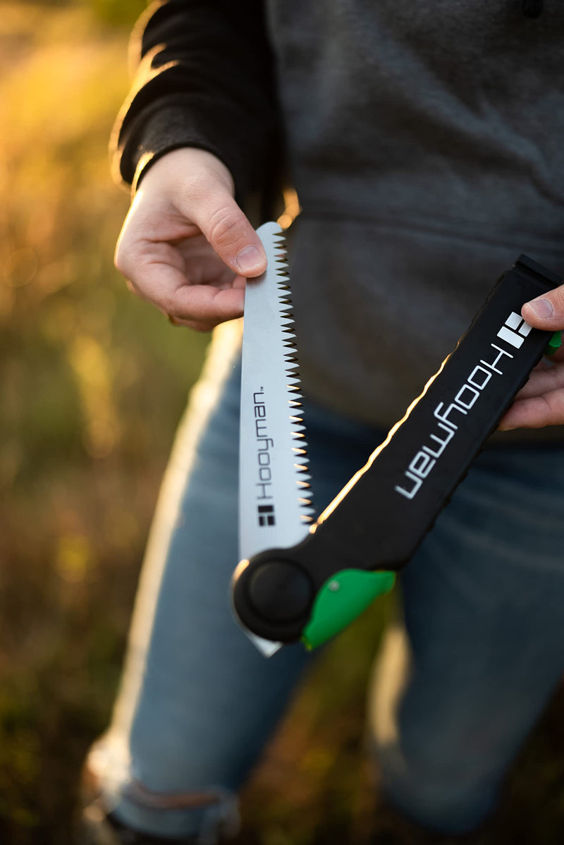 Hooyman Extendable Tree Saw with Compact Design, Detachable Handsaw and Telescoping Pole, No-Slip H-Grip, Impulse Hardened Teeth, and Wrist Lanyard for Tree Trimming, Hunting, Camping, and Outdoors 10ft Extendable Saw