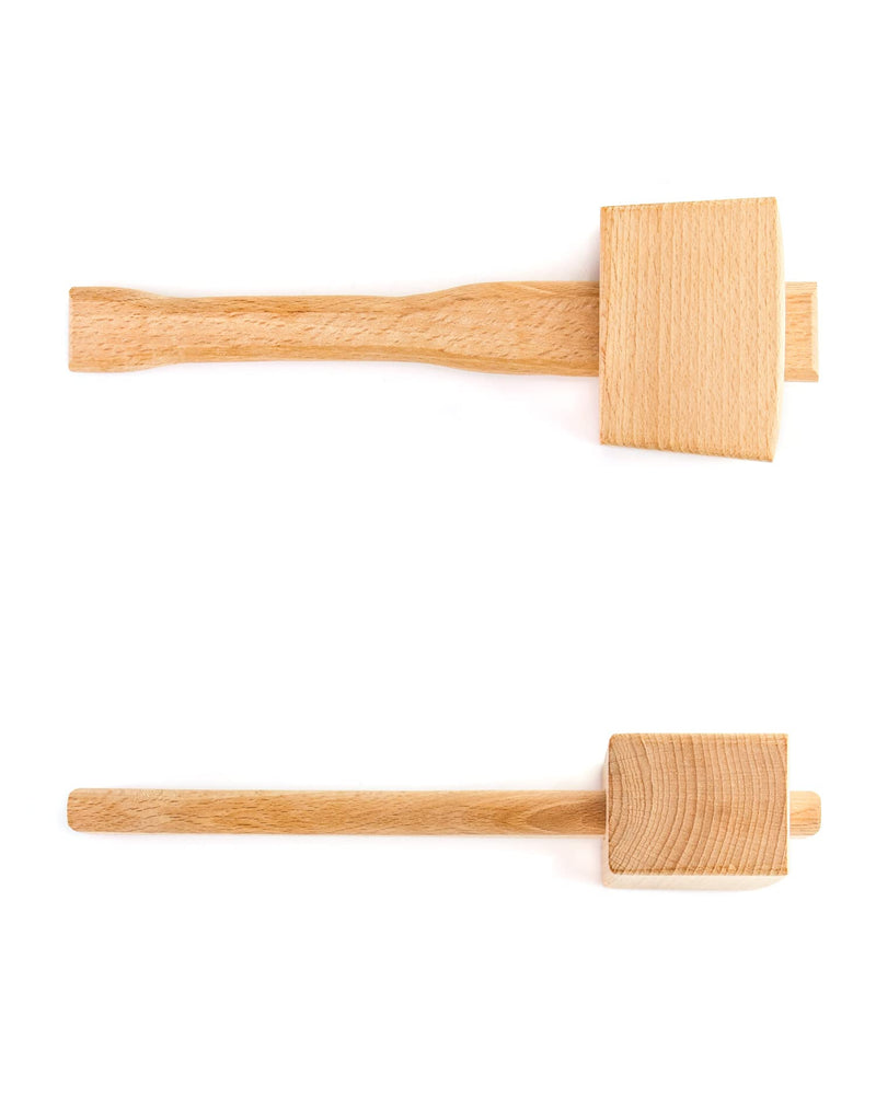 QWORK Wooden Mallet, 9.5" Manual Ice Hammer Mallet Beech Solid Carpenter Wood Hammer Woodworking Hand Tool 1 Pack