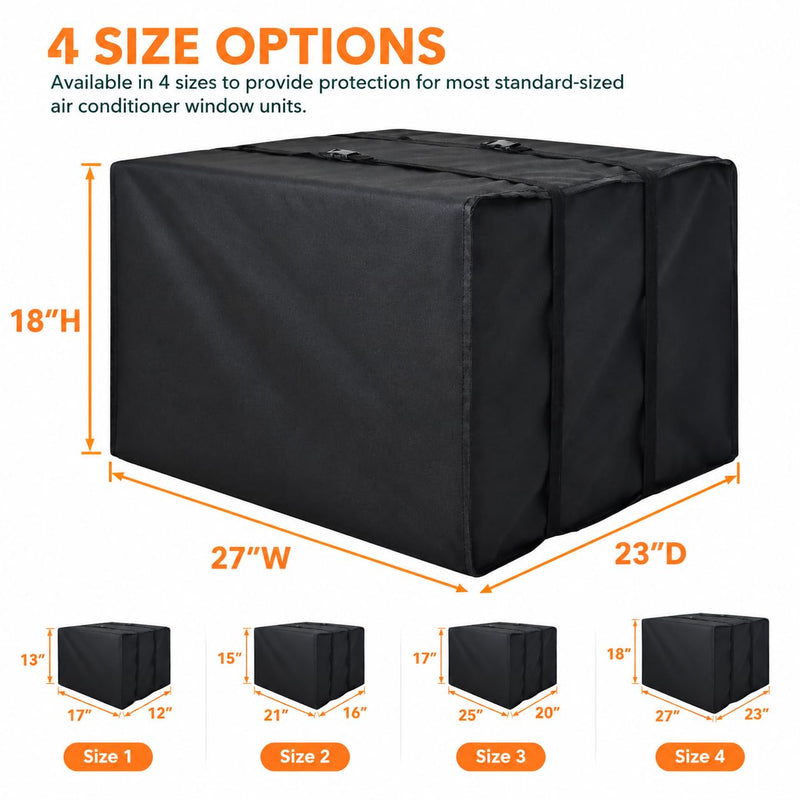 Window Air Conditioner Cover for Outside Unit, 27"W x 23"D x 18"H inches, Large, 420D