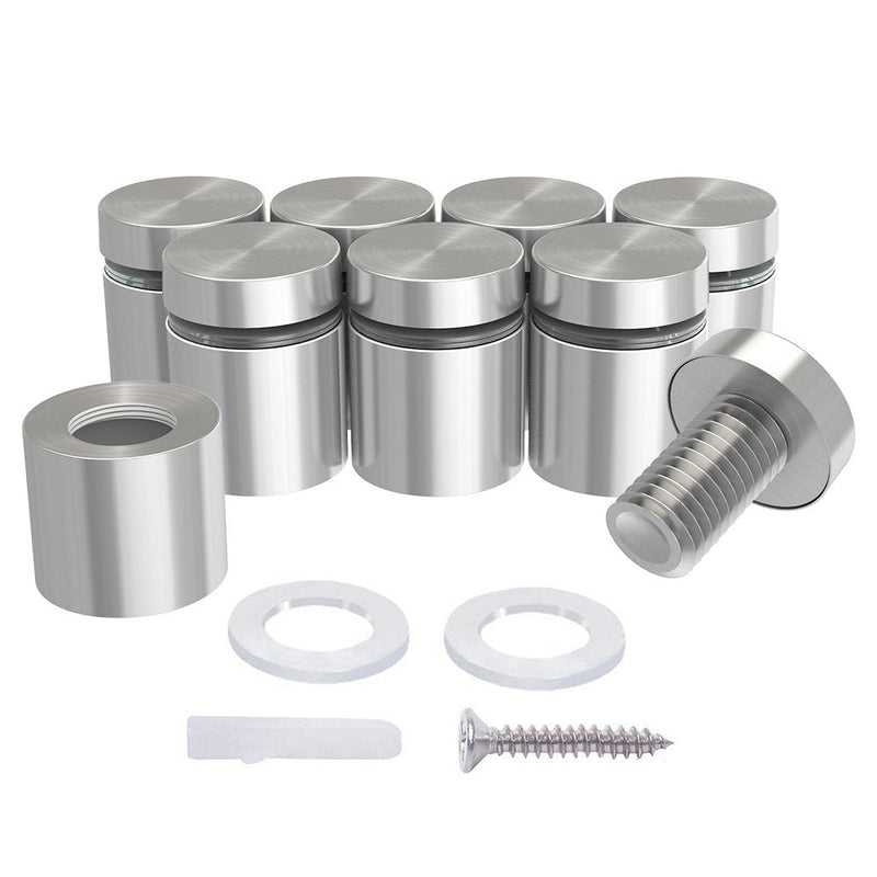 LuckIn 20-Pack Standoff Screws (3/4 in. Dia x 3/4 in. L), Stainless Steel Standoff Mounting Hardware for Acrylic Signs, Silver 3/4 x 3/4 Inch