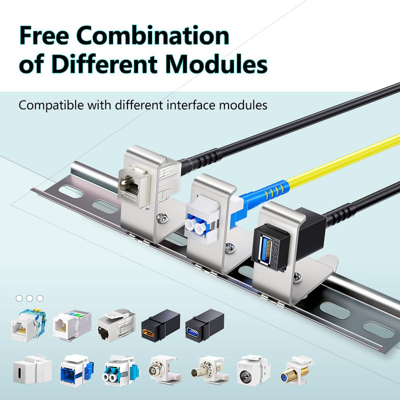 1-Port Metal DIN-Rail Mounting Module for Snap-in Keystone Jacks,Attaches to Standard 35 Millimeter (mm) DIN Rail with no Tools 1 Port