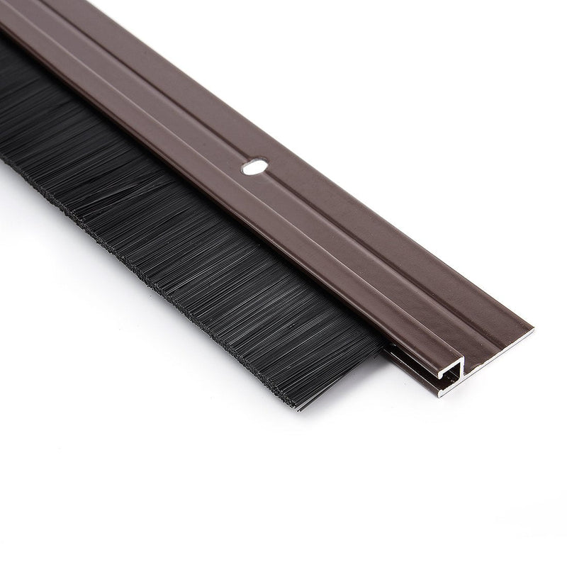 uxcell Door Brush Bottom Sweep Brown h-Shape Aluminum Alloy Holder w 0.8-inch Black PP Silicone Soft Brush, 1000mm x 43mm(Approx 39.37-inch x 1.7-inch) 39.37" x 0.8" black/Brown