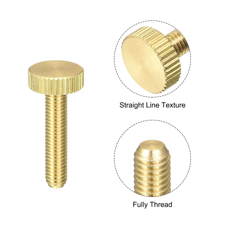 uxcell Knurled Thumb Screws, M5x25mm Flat Brass Bolts Grip Knobs Fasteners for Home, Electronic, Machine 5Pcs