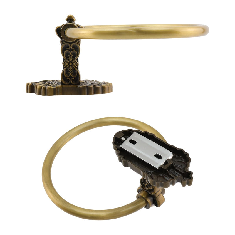 Antique Brass Towel Ring, Lightweight Metal Wall Mount Towel Holder 6.5 Inch Hand Towel Rack for Kitchen, Bathroom, Matte Finish, Easy to Install 16.5cm/6.50" Antique Brass