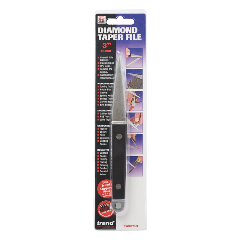 Trend 3-Inch Diamond Tapered File for Sharpening Wood Turning Gouges, DWS/TF3/F