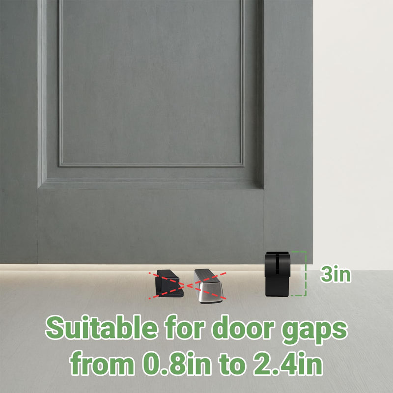 Large Door Stopper - Metal Door Wedge, Tall Door Stopper, Spring Rubber for Extra Strong Grip (Black, 1 Pack) Black