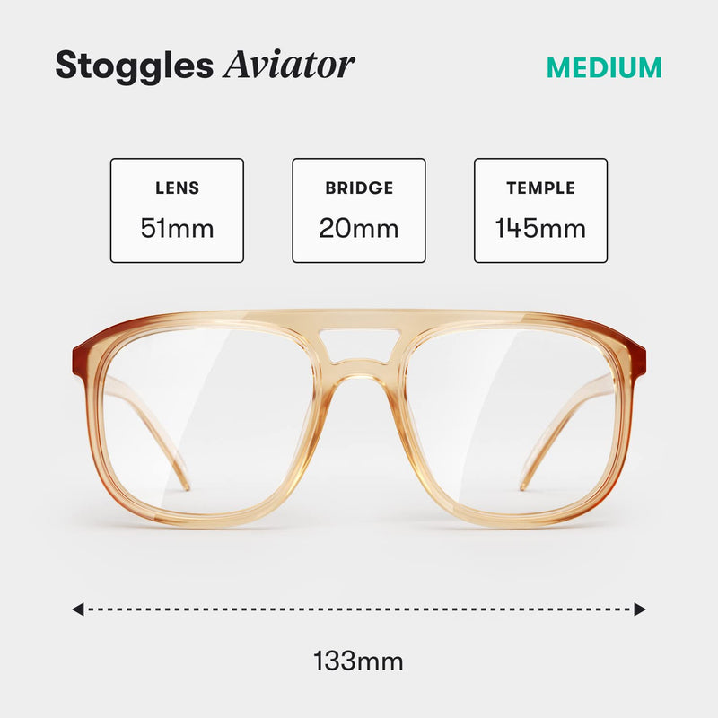 Stoggles Aviator Z87.1 Certified Safety Glasses, Blue-Light, UV Blocking Lens, Top & Side Shield, Anti-Fog, Stylish Eyewear Antique