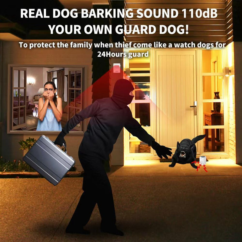 Barking Dog Motion Sensor-Pir Human Body Dog Barking Alarm Realistic Wireless Loud 1000Ft Door Chimes Home Security 1 Receiver 1 Motion Dectector Driveway Alarm Kit… 1Detectors+1Receiver
