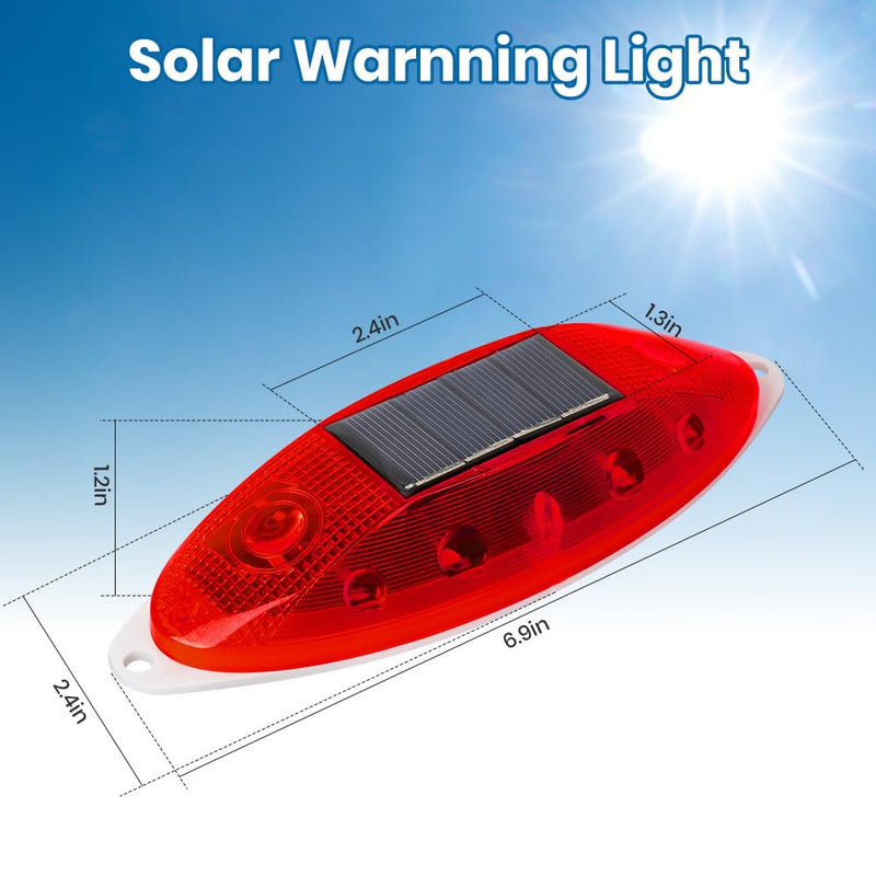 Solar Strobe Warning Light Sensitive LED Warning Lamp Super Bright IP65 Waterproof Light Control Flashing Beacon Barricade Construction Safety Road Signs Flash Traffic Lights-4 PCS (Red) Red