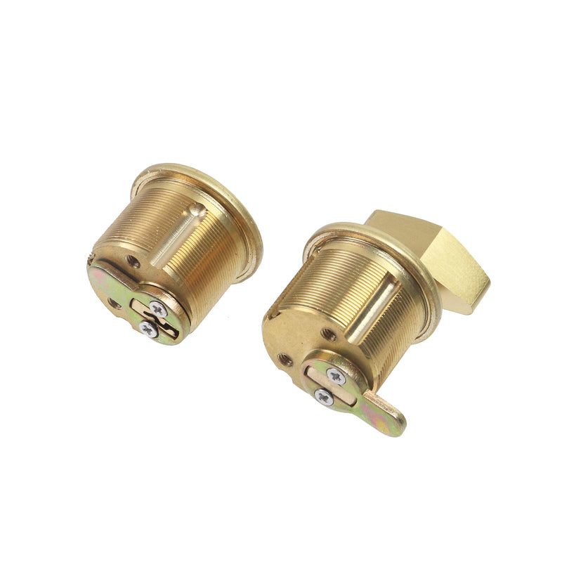 2 Pcs 1" Mortise Lock Cylinder Copper Security Door Locks Front Door and Exterior Gate Lockset Hardware with Keys, Gold