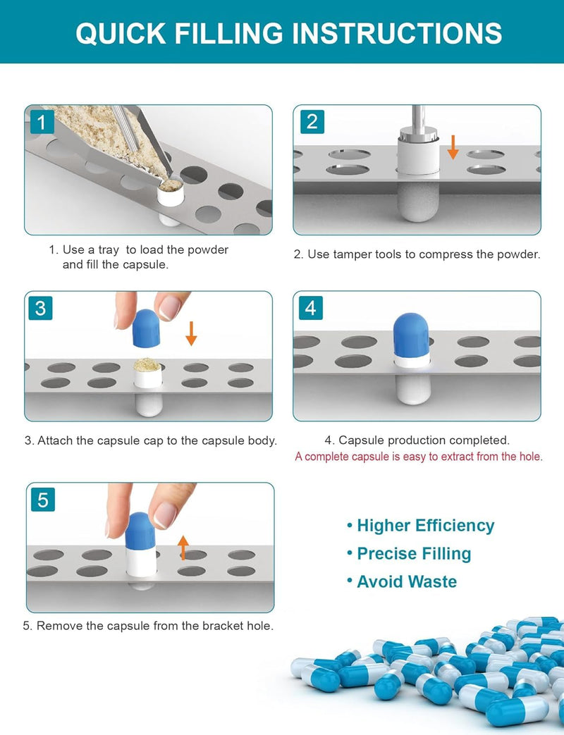 Capsule Filling Machine Kit – Pill Filler Tray Tools for Quickly Maker Empty Gel Capsules All Size 000 00 0 1 2 3 4 5, Lab Spoons Spatula Scoops Tool (13Pcs Plus) 12