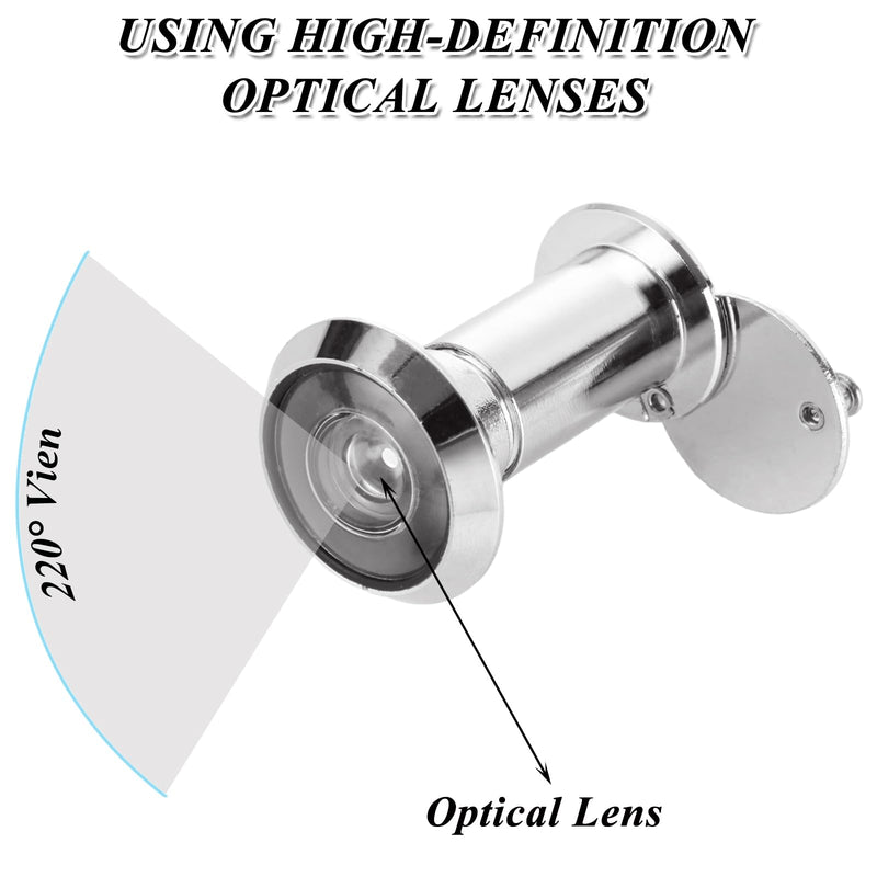 5 PCS Door Viewer Peephole 220 Degree Zinc Alloy with 16mm/0.63inch Drill Bit for 1-1/2" to 2-3/8" Doors (Brushed Nickel, 4X Peephole Set + Drill Bit)