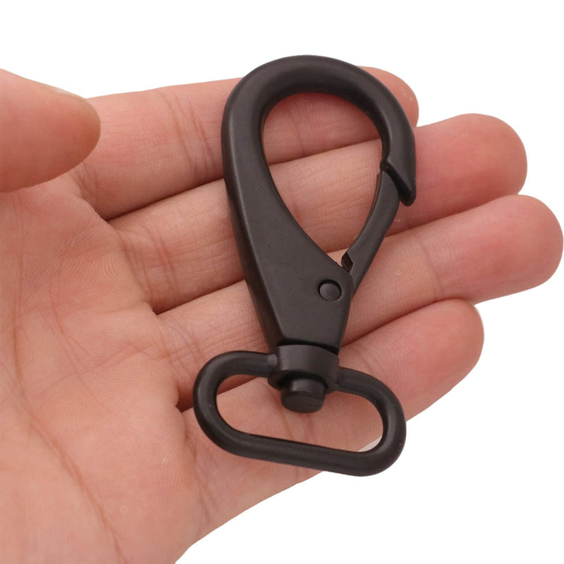 BIKICOCO 1'' Swivel Bolt Snap Hook Lobster Claw Clasp Trigger Spring Loaded Clip, Oval-Ring Ended, Black - Pack of 6 1 inch Black x 6 Pcs