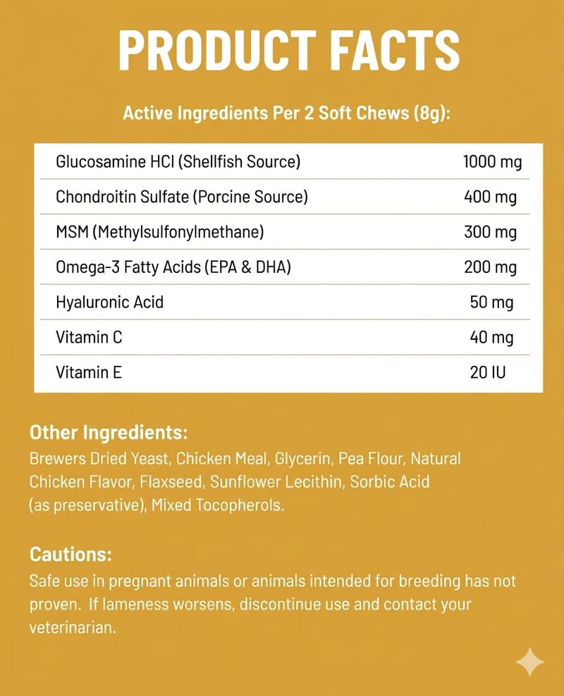 Hip and Joint Supplement for Dogs,Chondroitin Chews,Used to Relieve Pain Caused by Canine Arthritis and Provide Joint Care,Applicable to All Dog Breeds,200ct