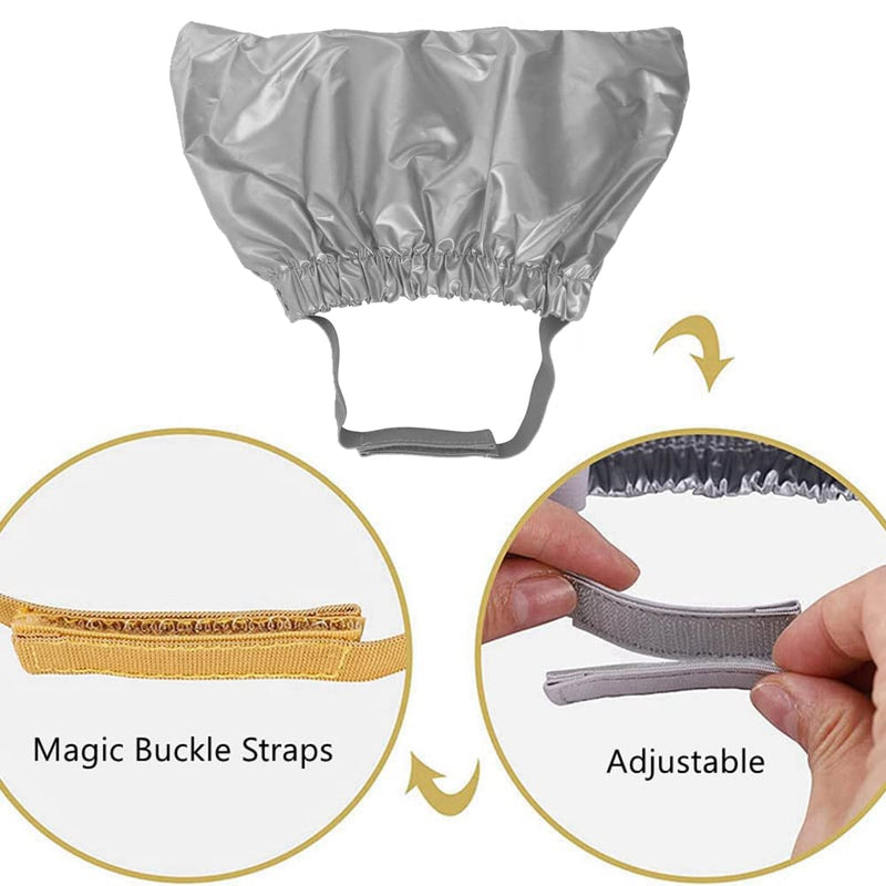 Pet Shower Cap - Waterproof Reusable Bath Ear Covers with Adjustable Strap Prevent Water in Ears Elastic Headgear for Cat Dog Kitten Puppy (S (10.2''-13.4''), Silver) S (10.2''-13.4'')
