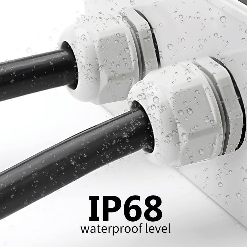 33PCS Cable Gland Waterproof Kit White IP68, Plastic Cable Connectors Black Nylon Adjustable 3-18mm with Locknut and Washer,Electrical Conduit Fitting 1/4” 3/8”1/2”3/4” Strain Relief Cord Grip 33pcs kit box