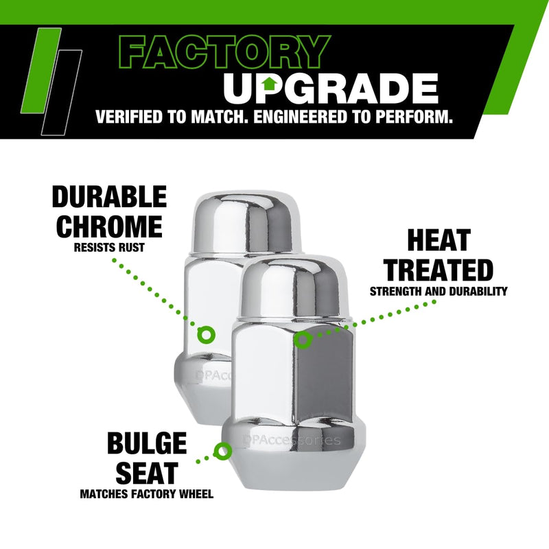 DPAccessories Lug Nuts Compatible with 1999-2004 Jeep Grand Cherokee | Chrome OEM Style | Factory Aluminum Wheels Only | Set of 20 Wheel Nuts | DGCH02F-CH/1 1999-2004 Factory Wheels