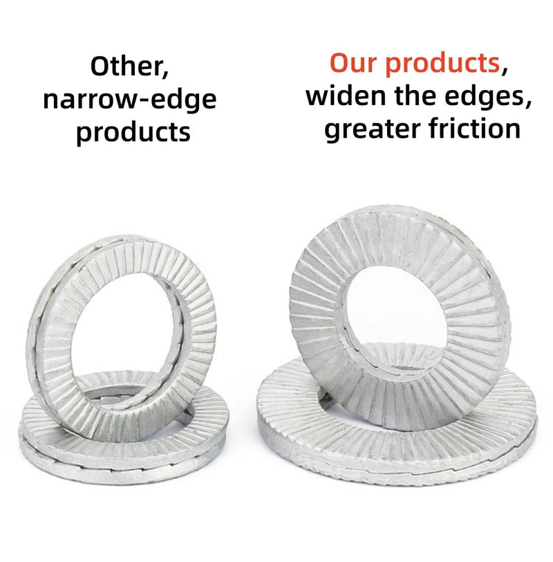 Double Layer self-Locking washers Anti-Loosening Washers Belleville Washers Vibration-Resistant Locking Fasteners for Automotive, Industrial Machinery, Construction Equipment & Maintenance (5/16,12) 5/16" 12