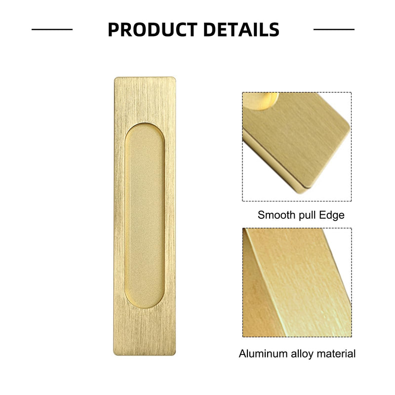 Recessed Finger Flush Pulls with Edge Pull, Sliding Barn Door Handle Hardware, for Cabinet, Pocket, Closet, Barn Door Handle Pulls (Gold, 180mm(7.07in)) 7.07 inches Gold