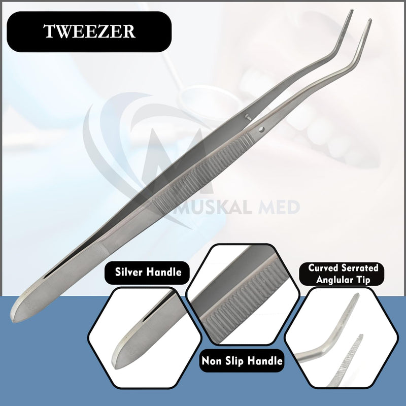 Black Titanium Set of 3 Instruments Basic Dental Set Mirror Explorer College Cotton Plier Hollow Handle Dental Instruments Black Titanium Set Of 3