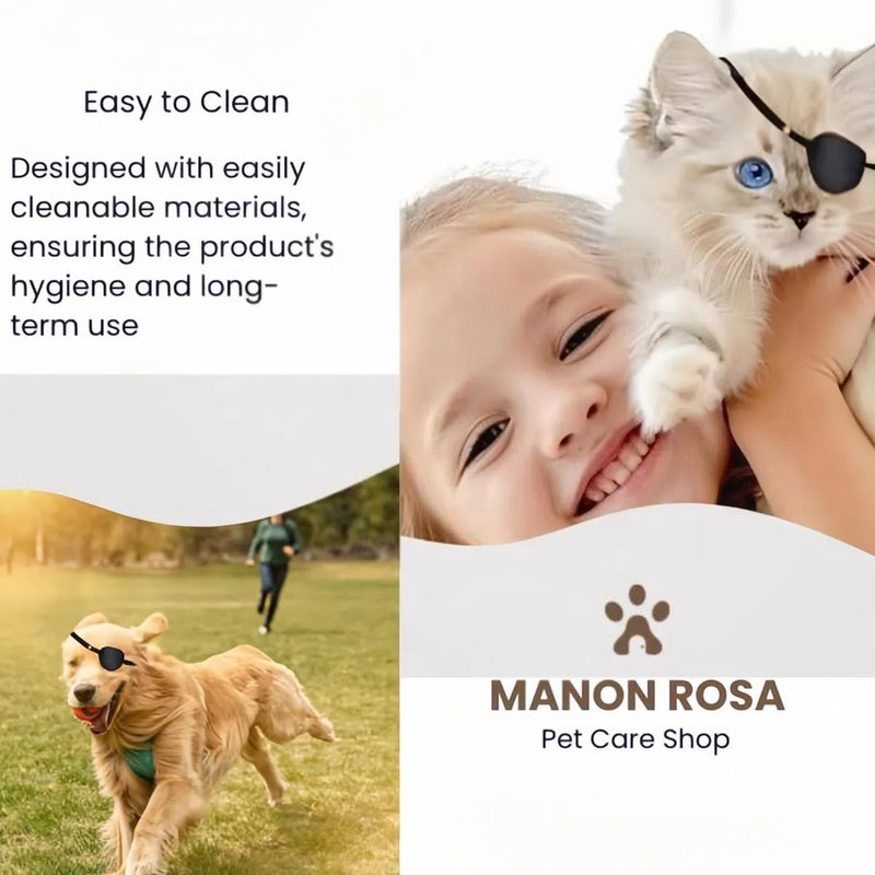 MANON ROSA Dog Eyepatch - Protective Cover for Small, Medium, Large Dogs and Cats With Canine Injuries After Surgery, Wounds, Missing Eye (Medium) 01
