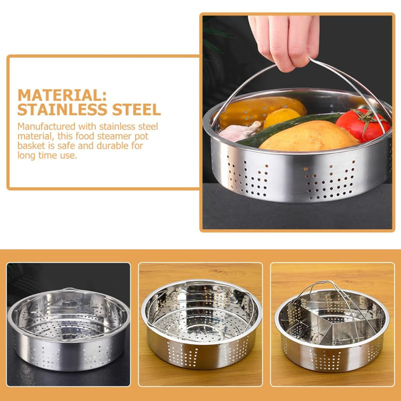 Stainless Steel Steamer Basket with Trivet Rack 8.26 Inch Food Steamer Pot Accessory for Rice Vegetables Seafood Buns Dumplings Kitchen Cooking
