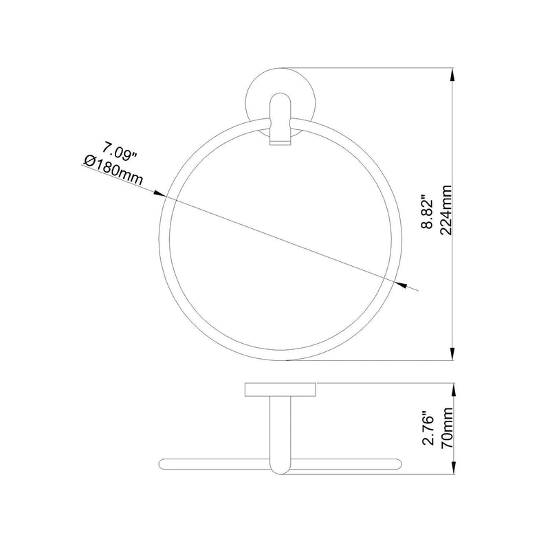 Black Towel Ring for Bathroom, Modern Hotel Style Hand Towel Holder Wall Mounted, Contemporary Hand Towel Rack, Matte Black,077060-MB Leo Seires