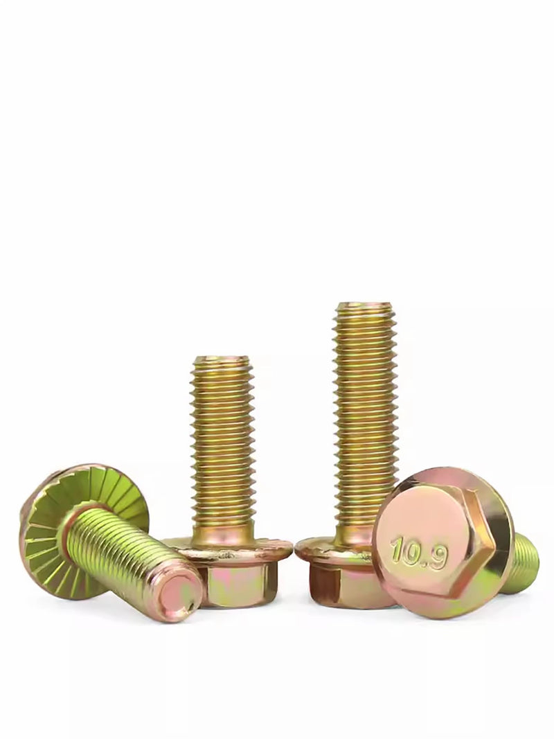 10.9 Grade High-Strength M12-1.25 Hex Flange Fine-Thread Screws, 9 Lengths (25/30/40/50/60/70/80/90/100mm) - 4 Pcs, Color-Zinc Plated, Suitable for Hardware & Car Modification (M12-1.25 * 100mm) M12-1.25*100mm