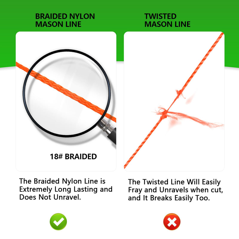 Mason Line Nylon String Line, 250Ft #18 Braided Twine String for Gardening, Garden Tomato String Twine, Premium Construction String Line Level for Masonry Tools, Outdoor Kite String