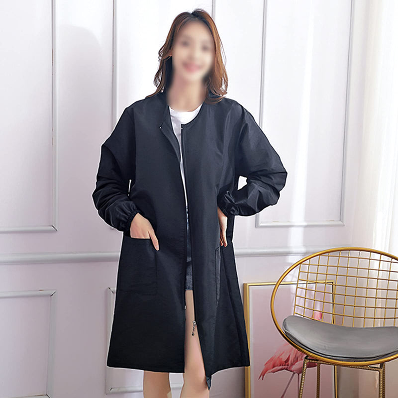 Chameleon Fabric Salon Smock Professional Stylist Jacket Waterproof Haircut Cape Barber Apron M code Black