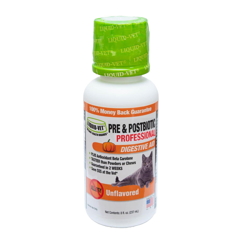 LIQUID-VET Cat Pre & Postbiotic Supplement Advanced Digestive Support for Cats with Premium Gravy Formula for Optimal Gut Health and Wellbeing 8 oz (AllergyFriendly Unflavored) Professional Unflavored