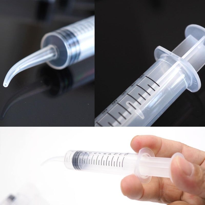 6PCS Pet Feeding Syringe Transparent Aseptic with Measurement 12ml Water Liquid Food Supply Feeding Dosing Device for Birds Dogs Cats Gardening Rinse (Curved Tip 6PCS)