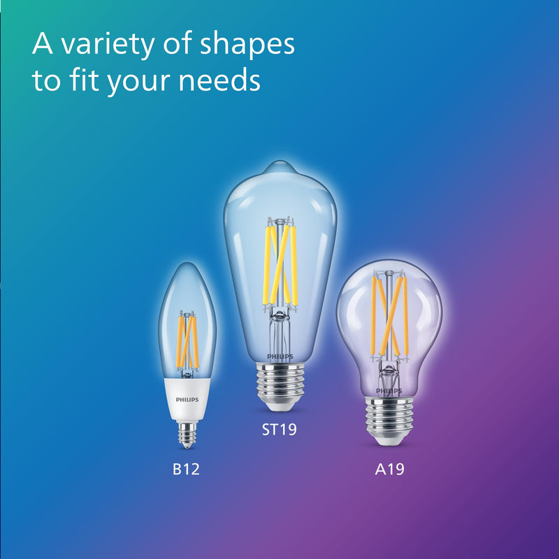 PHILIPS LED 40W B12 4-Pack Dusk to Dawn Soft White (2700K) 300 Lumen (3W = 40W) Clear Flicker-Free Candelabra Light Bulbs