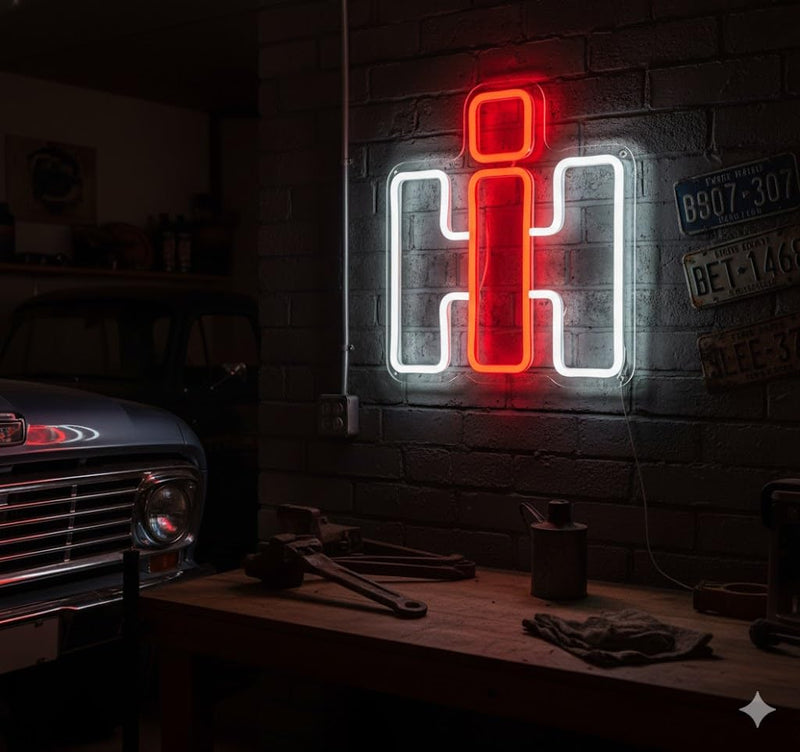 International Harvester Neon Signs for Wall Decor Dimmable IH Tractor Vehicle Neon Light Farm Repair Shop Basement Signs USB Powered for Farm Bedroom Man Cave Bar Birthday Gifts