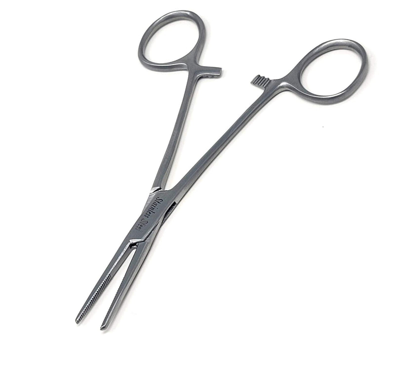 Half Serrated Locking Hemostat Forceps 5.5" (14cm) Straight, Ideal for Ideal for Hobby Tools, Electronics, Fishing, Nurse, Premium Quality (Satin Premium) Satin Premium
