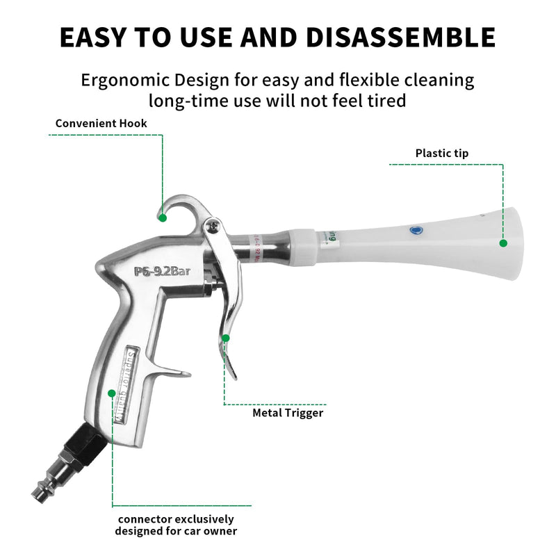 Air Blow Gun with Brass Adjustable Air Flow Nozzle,Cleaning Gun Quickly Blasts Dirt and Dust from Surface Works with Air Compressor Silver