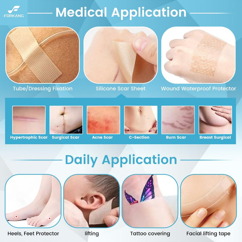 Silicone Scar Sheets Roll (1.6” x 59” - 1.5M) | Medical Grade Scar Tape for Surgery, C-Section, Burns & Keloids | Reusable Silicone Scar Strips | Professional Scar Treatment for Acne, Surgical Scars