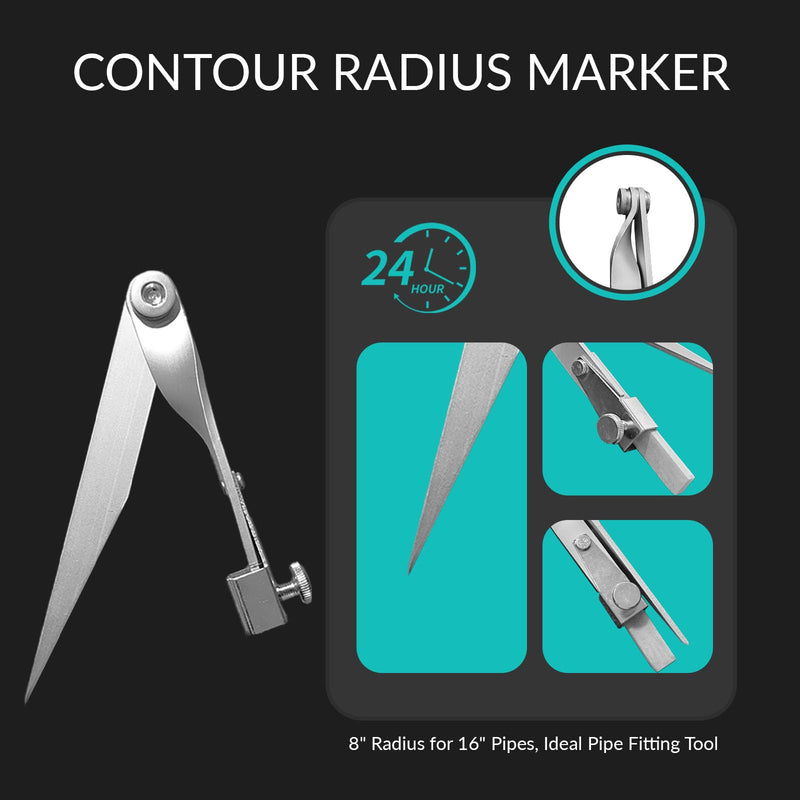 Contour Radius Marker - Up to 8" Radius, Aluminum Radius Marker with 5 Soap Stone & SoapStone Holder, Foldable Pocket-Size Standard Radius Marking Tool