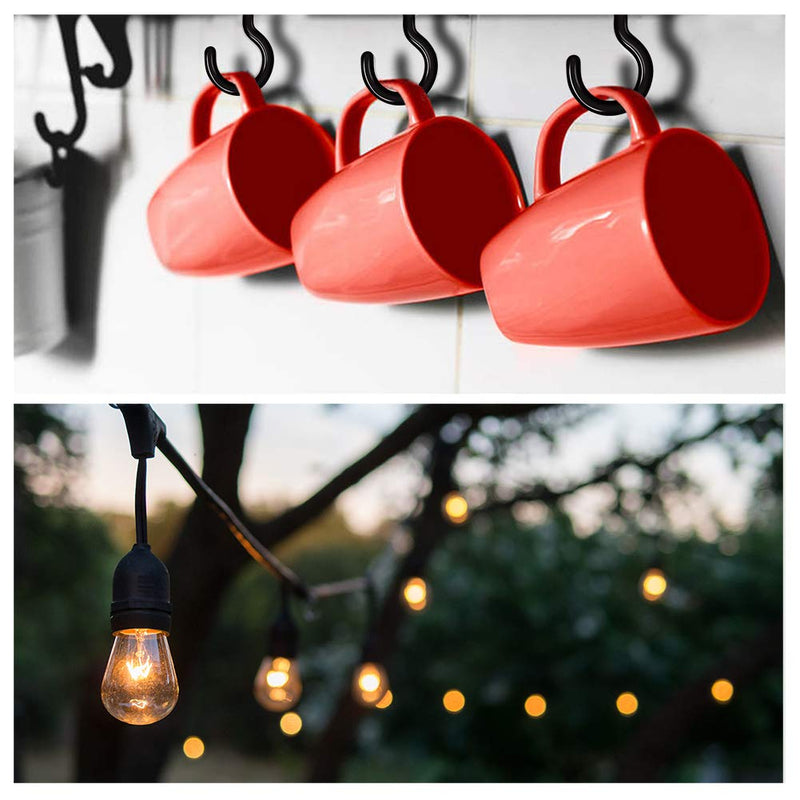 30 Pack Ceiling Hooks, 2 Inch Vinyl Coated Screw-in Hooks Hanging Plants & Flower Baskets, Multi-Function Wall Hooks Garage Hooks Cup Hooks for Indoors Outdoors - Black