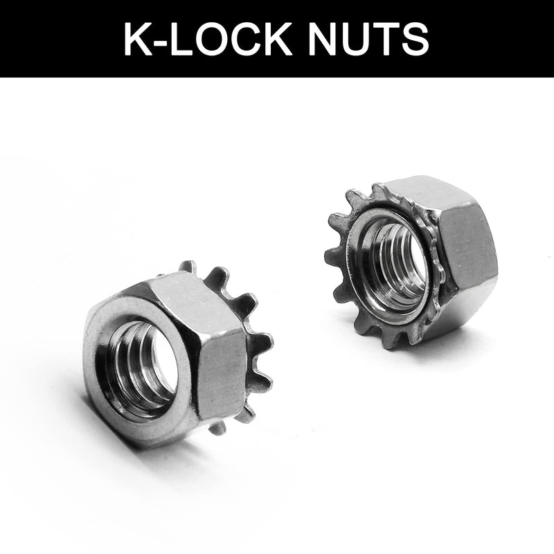 Litoexpe 50 Pieces K-Lock Nuts with External Tooth Washer, #10-32 Stainless Steel Kep Lock Nut