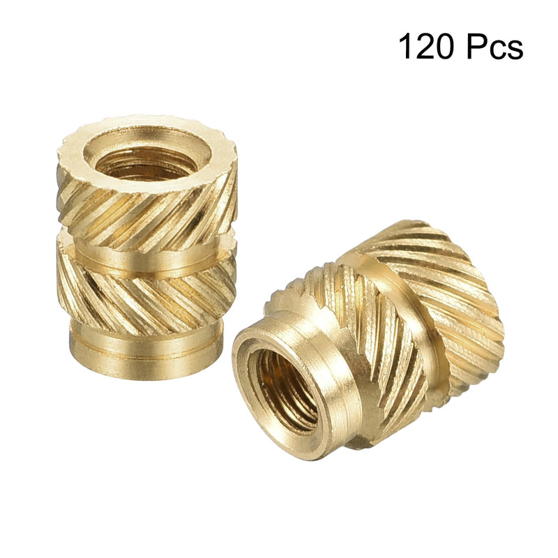 uxcell Knurled Insert Nuts, 120Pcs M3 x 5.7mm L x 4.6mm OD 3D Printing Brass Nuts Female Threaded Inserts Brass Heat Set Insert Embedment Nut M3x5mm 120