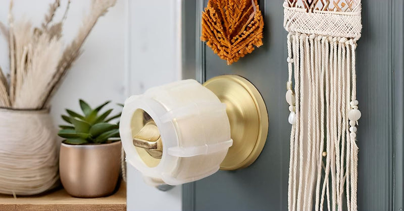 Enjoy Cover |Door Handle Grip Doorstop Knob Stopper Cover, Set of 2 Silicone Door Knob Grips Universal Size Protects Walls from Dents and Damage (Clear) Clear