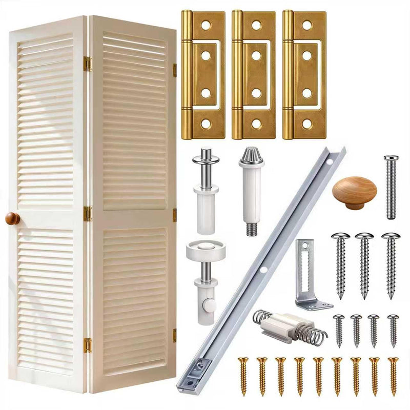 Bifold Door Hardware Kit 30in for Closet | Folding丨Steel track | Pivots & wheels | 200lb capacity | Easy DIY repair/replacement 30" Track-1 V Fold