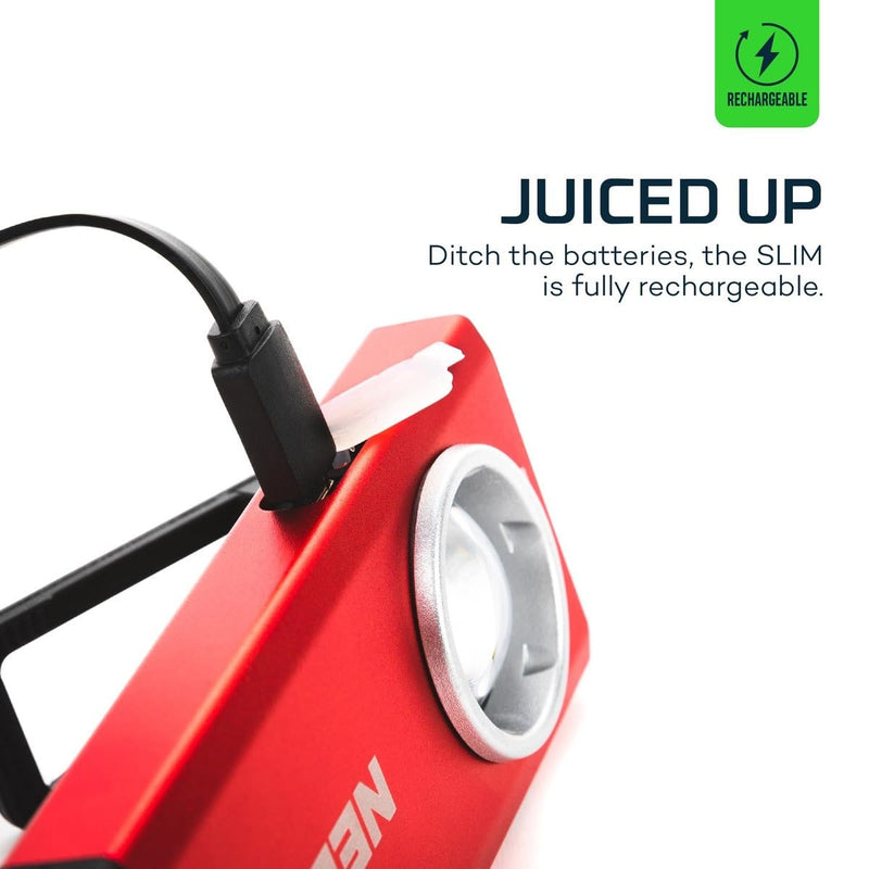 NEBO Slim Work Light, USB Rechargeable Bright Pocket Light with Clip Red