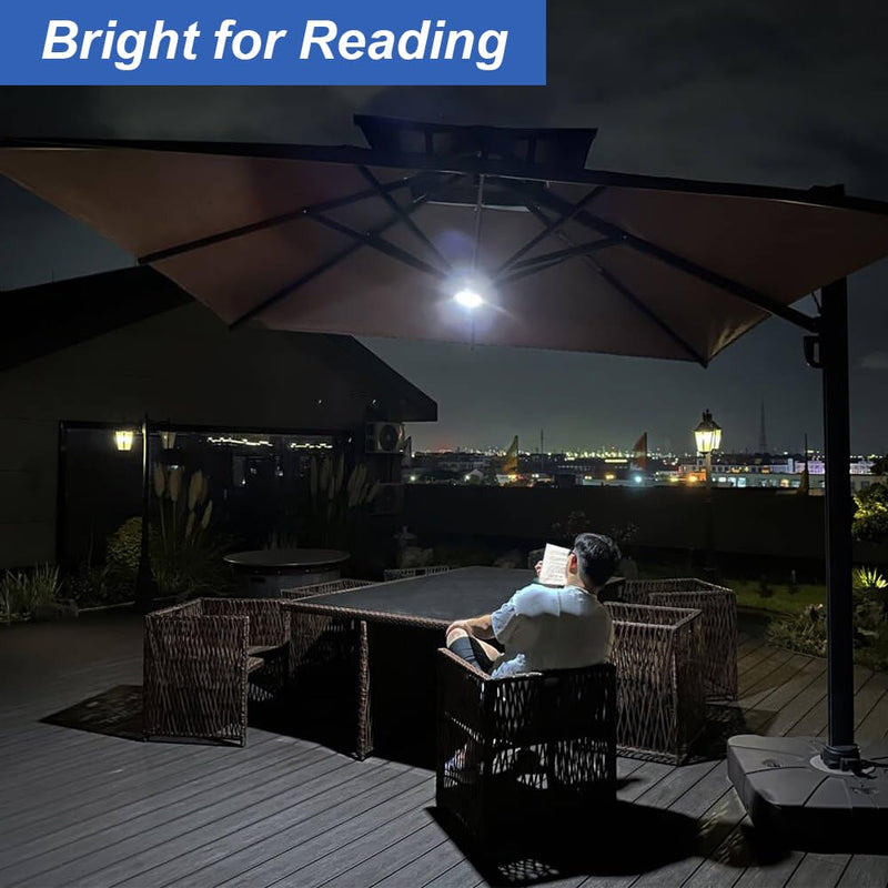 Umbrella Lights with Remote Rechargeable Battery Operated Patio Cantilever Umbrella Lights with 3 Brightness Modes, 3 Colors Warm Neutral Cold, for Offset Patio Umbrella in Outdoor & Garden