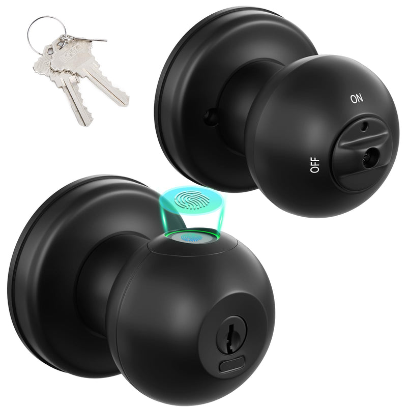 FITNATE Fingerprint Door Lock, Smart Fingerprint Door Knob, Biometric Door Lock Keyless Entry Door Knob for Bedroom, Apartment, Hotel, Office
