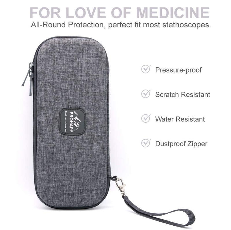 Hard Stethoscope Case, Large Stethoscope Carrying Case with ID Slot, Compatible with 3M Littmann/ADC/Omron/MDF Stethoscope Includes Mesh Pocket for Nurse Accessories (Volcanic Grey) Volcanic Grey