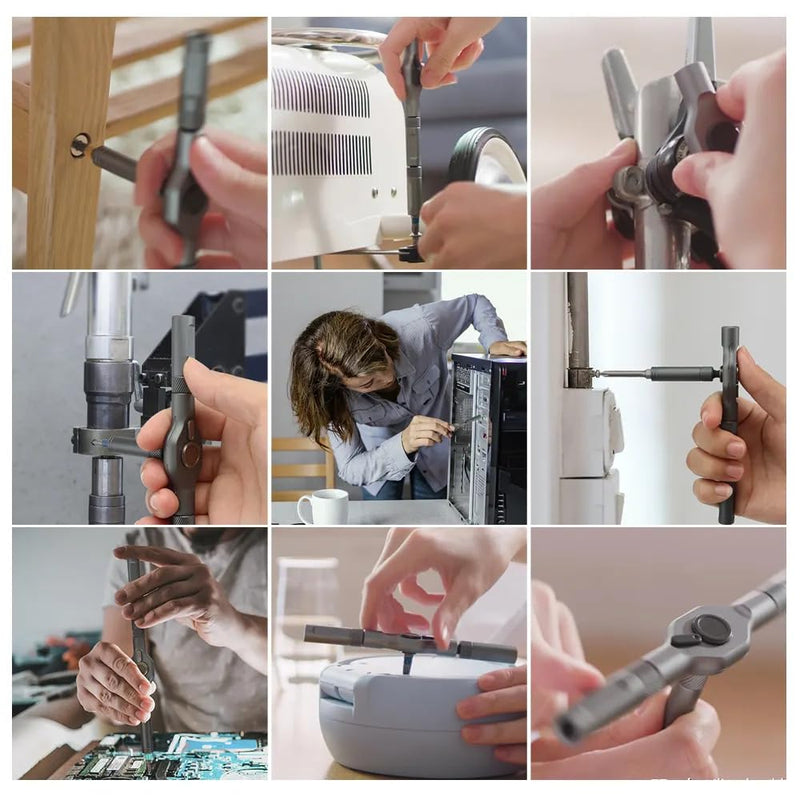 42 in 1 Magnetic Screwdriver Set, DIY Ratchet Screwdriver Set, Multi Bit Magnetic Drive Set with Detachable Ratchet Handle, Portable Compact Repair Tool Kit for Funiture Computer Bicycle Gray Grey