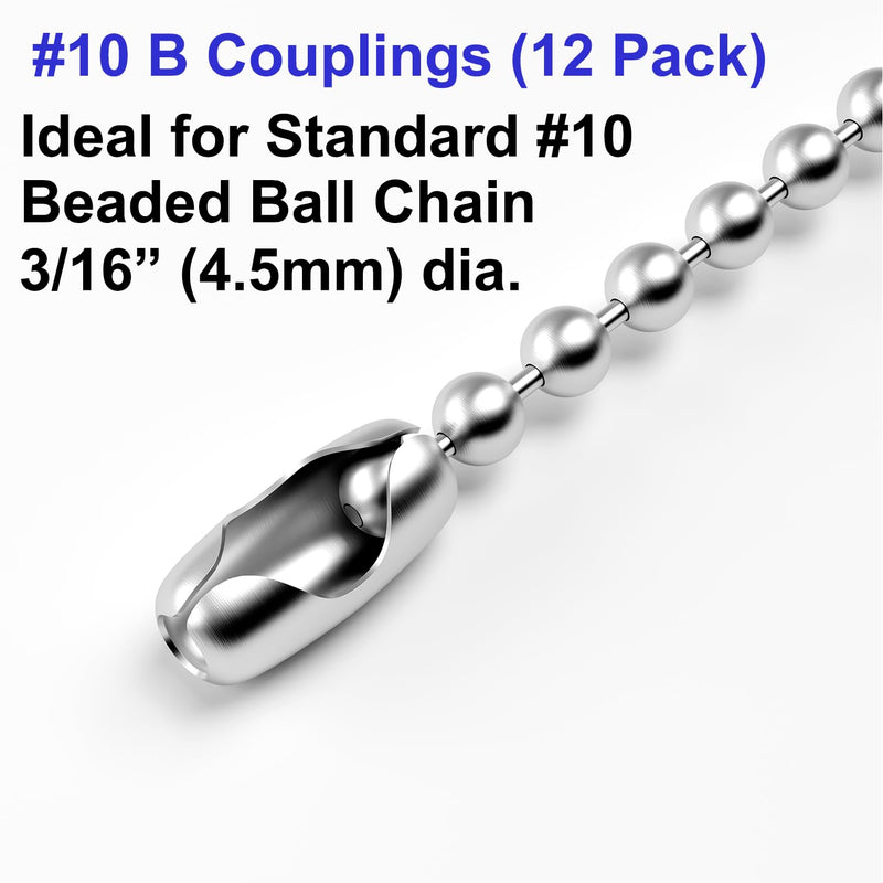 10 Feet Beaded Ball Chain, Stainless Steel Bead Pull Chain Extension with 12PCS Connectors for Window Roller Chain Replacement, Plumbing and Equipment Labeling (4.5 mm,Silver) 10 FT